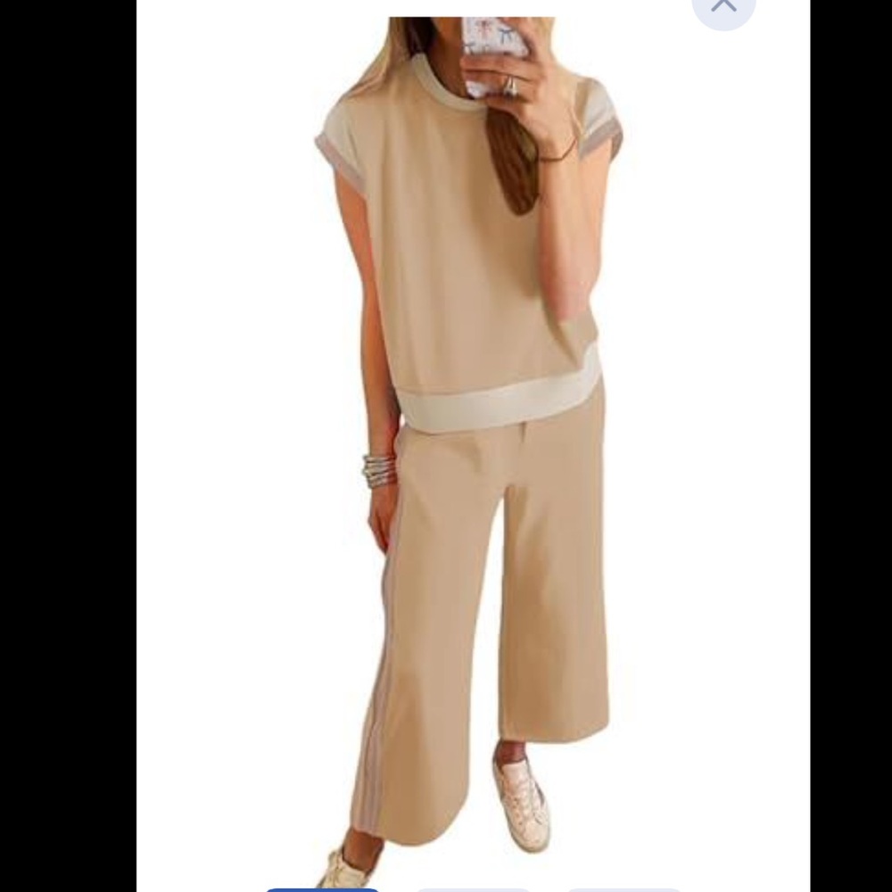 SHEWIN Women Two Piece Sets Wide Leg Vacation Airport 2026 - Medium Side Stripe